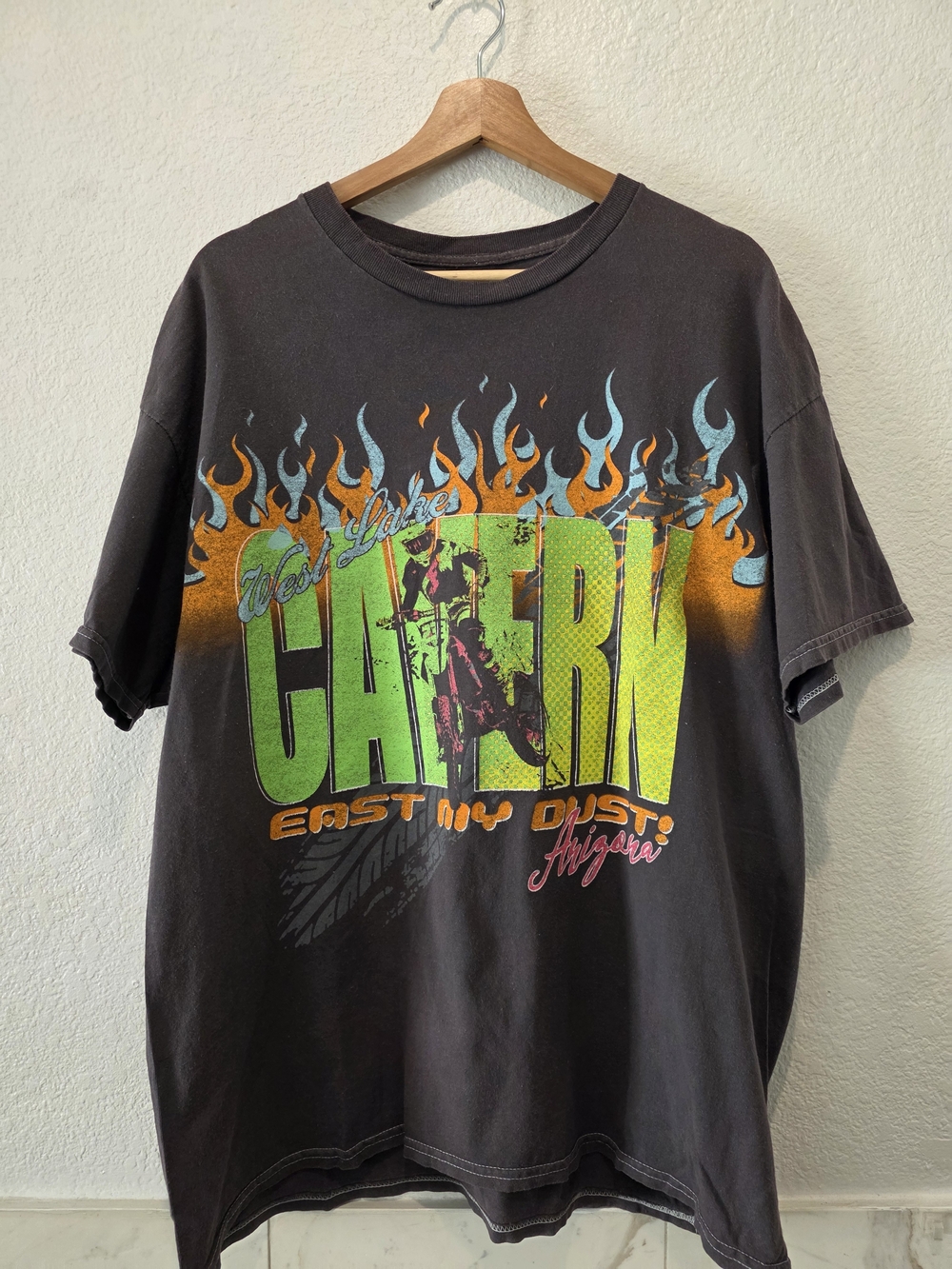 Urban Outfitters Black Short-Sleeve 'CAVERON' MOTORCYCLE Graphic Tee